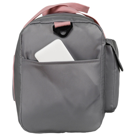 Sport-Reisetasche aus Polyester in Grau-Rosa mit Reißverschluss – Peterson
