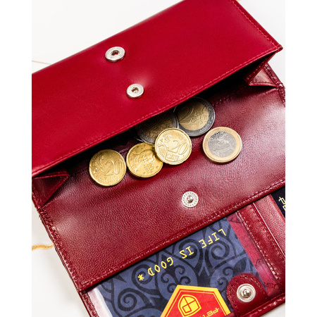 Große Damen-Geldbörse aus Leder in Rot mit RFID-System - Peterson