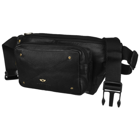 Herren Bauchtasche schwarz aus Leder mit Reißverschluss – Peterson