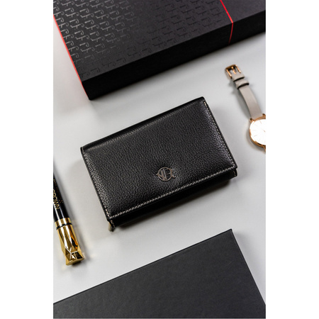 Elegante Damen Geldbörse aus Leder mit Druckknopf – Rovicky