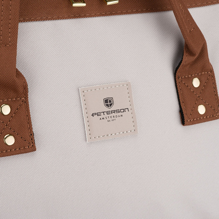 Beige-brauner Damen-Rucksack aus Polyester mit Laptopfach - Peterson