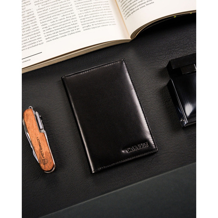 Etui für Karten und Reisepass schwarz aus Leder – 4U Cavaldi