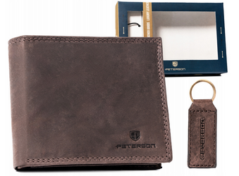 Geschenkset: Herren Geldbörse aus Leder und Schlüsselanhänger – Peterson