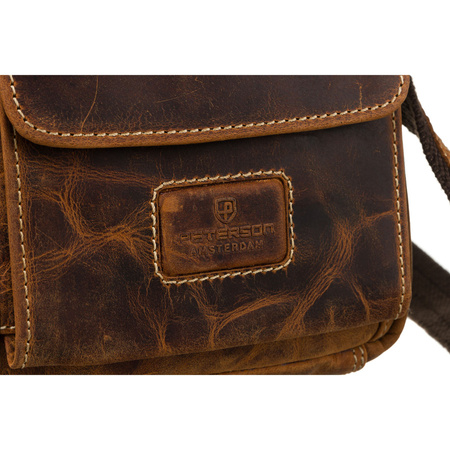 Kleine Herren-Umhängetasche in Braun aus echtem Leder – Peterson