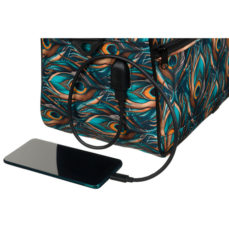 Reisetasche aus strapazierfähigem Polyester mit Pflanzenmuster und abnehmbarem Gurt – Rovicky