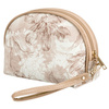 Beige, kompakte Damen Kosmetiktasche mit botanischem Muster – Peterson