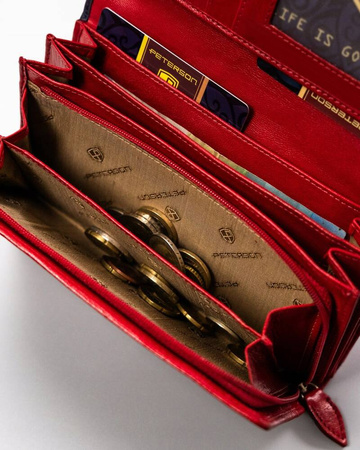 Große Damen Geldbörse aus Leder mit Druckknopf – Peterson