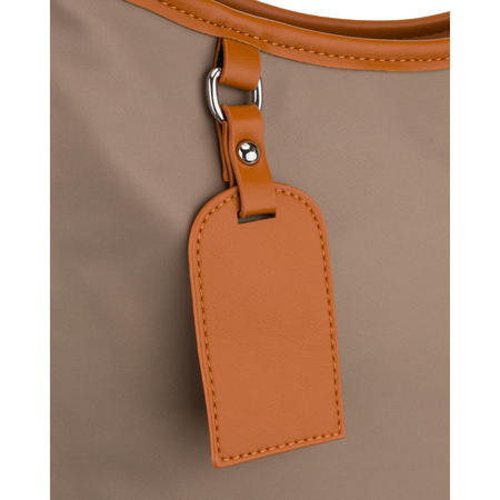 Beigefarbene Damen-Umhängetasche aus Polyester und Öko-Leder mit einer Außentasche – Peterson