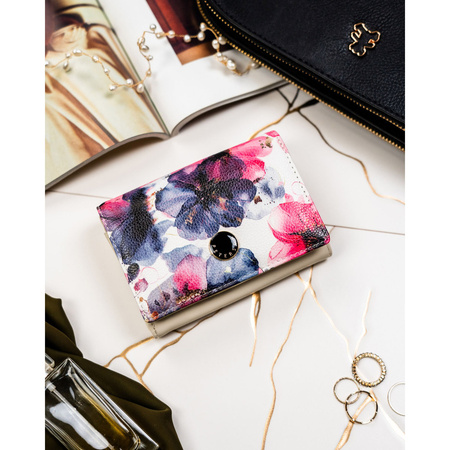 Elegante Damen-Geldbörse mit Blumen aus Natur- und Öko-Leder – Peterson