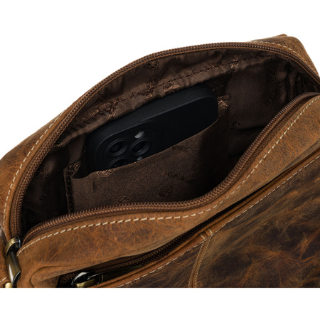 Herren-Umhängetasche mit Klappe in Braun aus Nubuk-Leder – Peterson