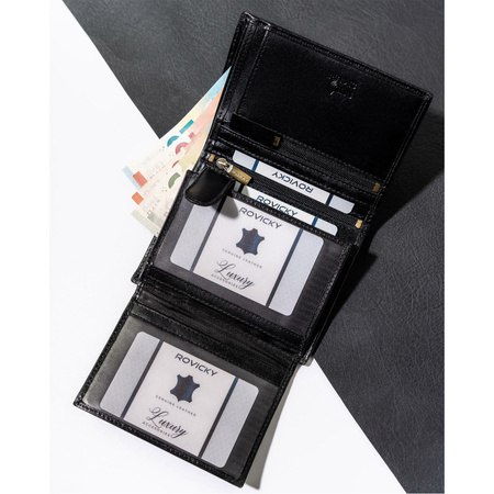 Schwarze Herren Geldbörse aus echtem Leder mit RFID – Rovicky