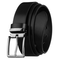 Herren-Gürtel aus Öko-Leder in Schwarz mit klassischer silberner Schnalle