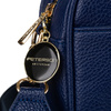 Moderne dunkelblaue Damen City-Umhängetasche mit zwei Schulterriemen und Anhänger aus Öko-Leder – Peterson