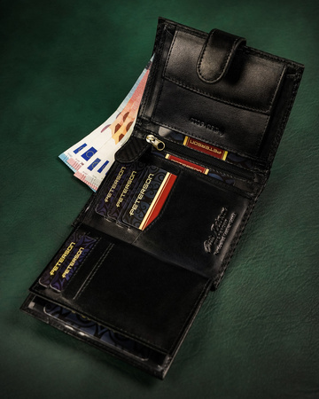 Große Herren Geldbörse aus echtem Leder mit Druckknopf – Peterson