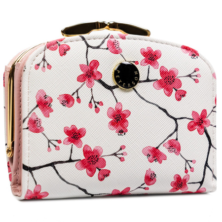 Moderne kleine Damen Geldbörse aus Öko-Leder mit Blumenmuster – Peterson