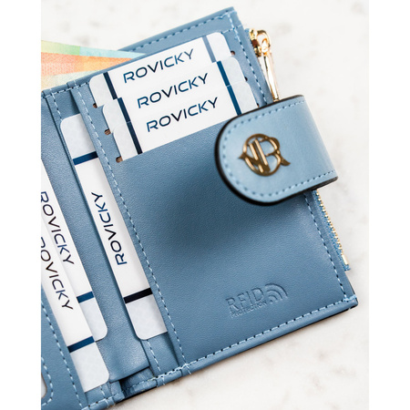 Damen-Geldbörse aus Öko-Leder in Hellblau mit RFID-System - Rovicky