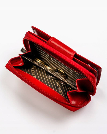 Damen Geldbörse aus Leder mit Reißverschluss und Druckknopf – Rovicky