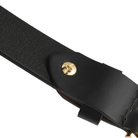 Lederner Damen Gürtel in Schwarz mit goldener, klassischer Schnalle - Peterson