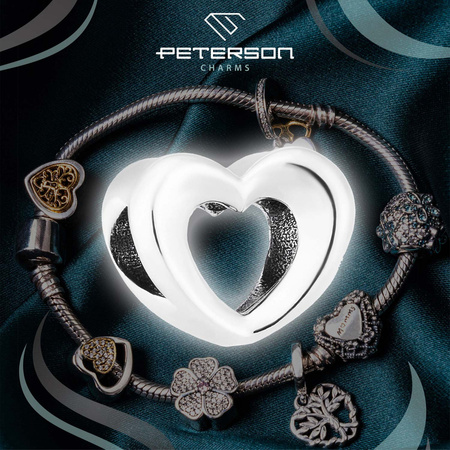 Silberner Herz-Charm für modulare Armbänder – Peterson