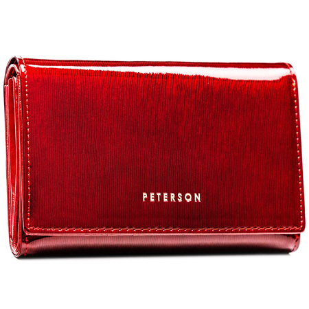 Lackierte, rote Damen-Geldbörse aus Leder mit Druckknopfverschluss - Peterson