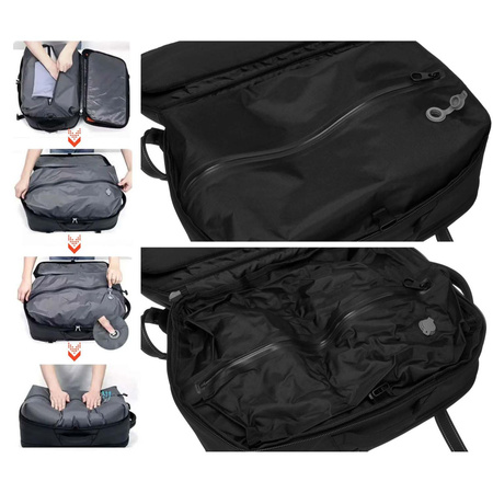 Reiserucksack in Schwarz mit Vakuumfach und USB-Anschluss – Peterson