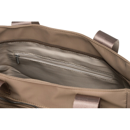 Nylon Damen Tasche in Beige mit silbernen Beschlägen – Peterson