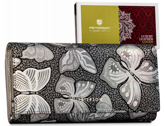 Große Damen Geldbörse aus Leder mit Druckknopf – Peterson