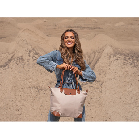 Beige Damen Shopper aus Polyester mit zwei Henkeln – Peterson