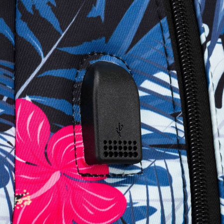 Polyesterrucksack mit Pflanzenmuster und großer Fronttasche – Peterson