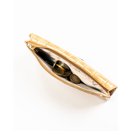 Beige Damen-Geldbörse aus Öko-Leder mit Krokodilhautmuster-Prägung – Peterson