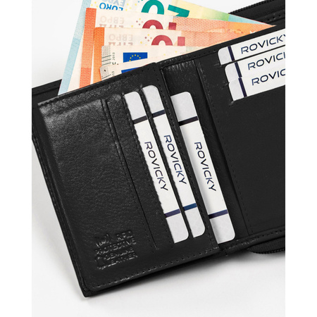 Kleine Damen Geldbörse aus echtem Leder in Schwarz – Rovicky
