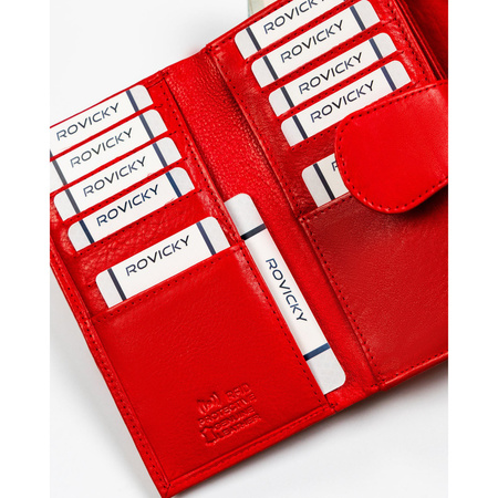 Rote Damen Geldbörse aus Leder mit RFID-Schutz – Rovicky