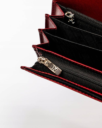 Große Damen Geldbörse aus Leder mit RFID-Schutz und Druckknopf – Rovicky