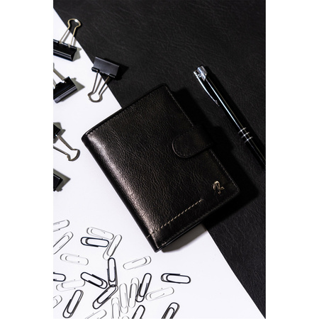 Herren Geldbörse aus Leder mit Druckknopfverschluss – Rovicky