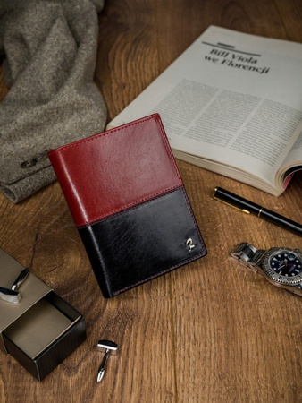 Zweifarbige Herren Geldbörse aus echtem Leder ohne Verschluss – Rovicky