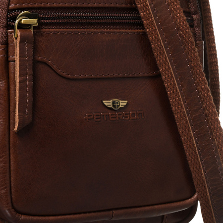 Braune Herren-Tasche aus echtem Leder mit Etui im Set – Peterson