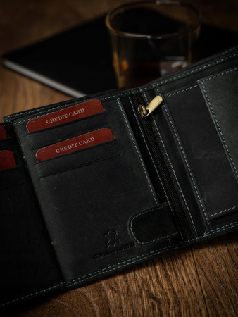 Herren Geldbörse hochkant aus Nubukleder mit Jeansdetails – Always Wild