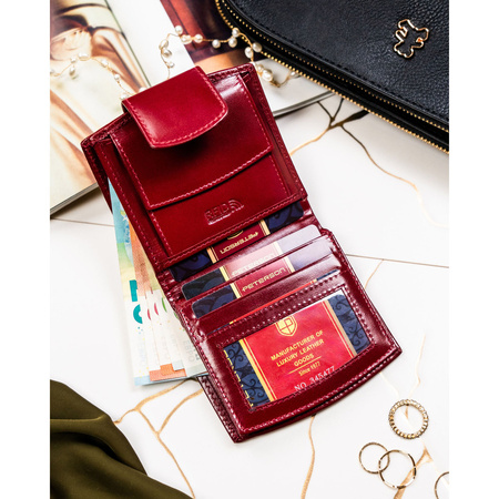 Rote Damen-Geldbörse aus Leder mit RFID-System – Peterson