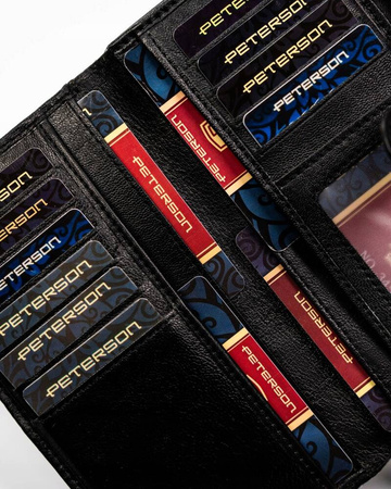 Große Damen Geldbörse aus Leder mit Druckknopf und Reißverschluss – Peterson