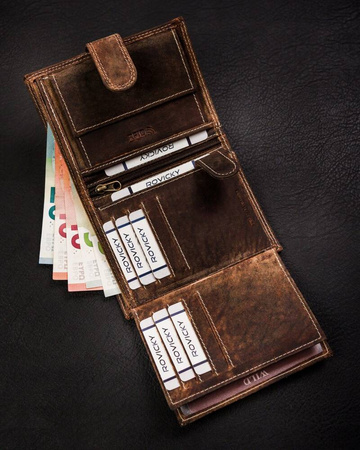 Klassische, große Herren Geldbörse aus echtem Leder mit Druckknopf – Always Wild