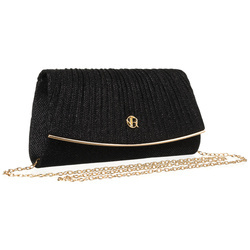 Elegante schwarze Damen Clutch mit Raffung aus Synthetik – Rovicky