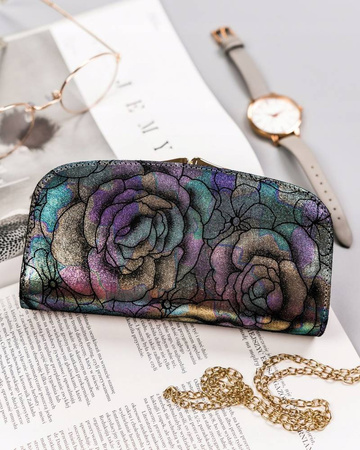 Große Herren Geldbörse aus Echtleder mit Blumenmuster – Peterson