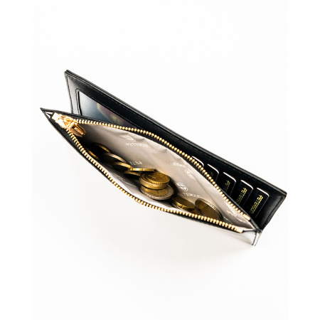 Große Damen-Geldbörse aus Öko-Leder in Schwarz mit Reißverschluss und Druckknopf – Peterson