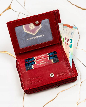 Geschenkset: Leder Geldbörse mit Reißverschluss und Schlüsselanhänger – Peterson