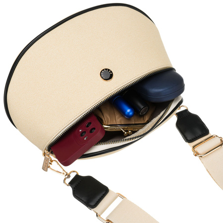 Damen-Gürteltasche in Ecru mit schwarzen Elementen, gefertigt aus synthetischem Material – Peterson
