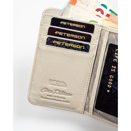 Elegante, mittlere Damen Geldbörse aus Echtleder mit RFID-Schutz und Schlangenprägung – Peterson