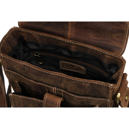 Herren-Umhängetasche aus Leder in Braun mit goldenen Beschlägen - Peterson