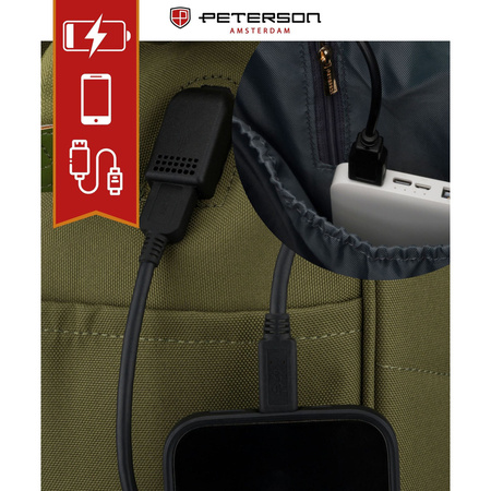 Grüner Damen-Rucksack aus Polyester mit Laptopfach, verstellbaren Schultergurten – Peterson