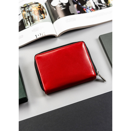 Rote Damen Geldbörse aus Leder mit großem Münzfach – Peterson