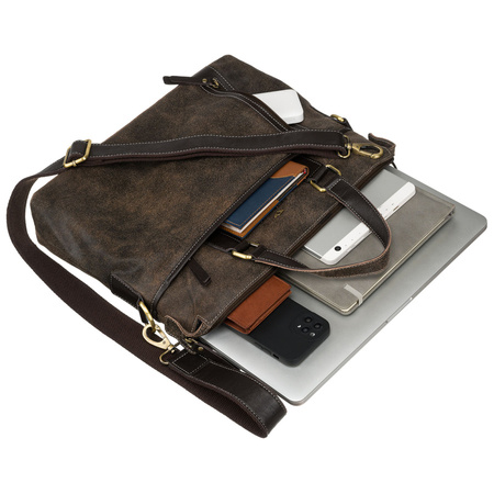 Braune Herren Aktentasche aus Leder mit Laptopfach – Peterson